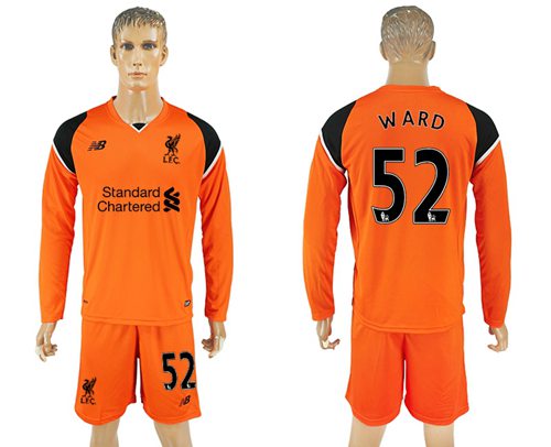 Liverpool #52 Ward Orange Goalkeeper Long Sleeves Soccer Club Jersey - Click Image to Close